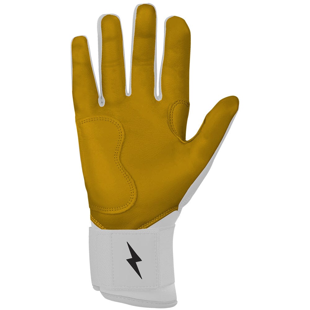 Bruce Bolt Premium Pro Long Cuff Batting Gloves - White Cabretta Leather
