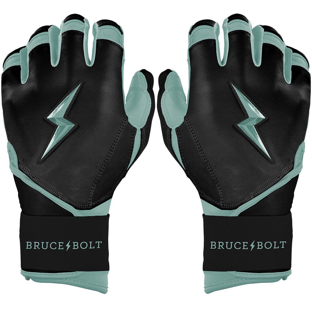 Bruce Bolt Bader Series Long Cuff Batting Gloves - Black Cabretta Leather