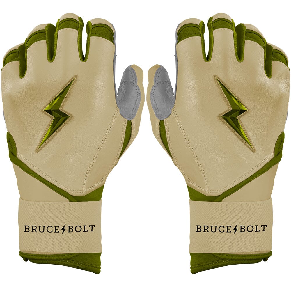 Bruce Bolt Military Beige Premium Pro Long Cuff Batting Gloves