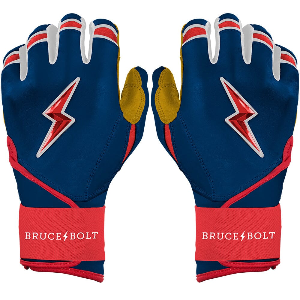 Bruce Bolt Premium Pro Patriot Series Long Cuff Baseball Batting Gloves