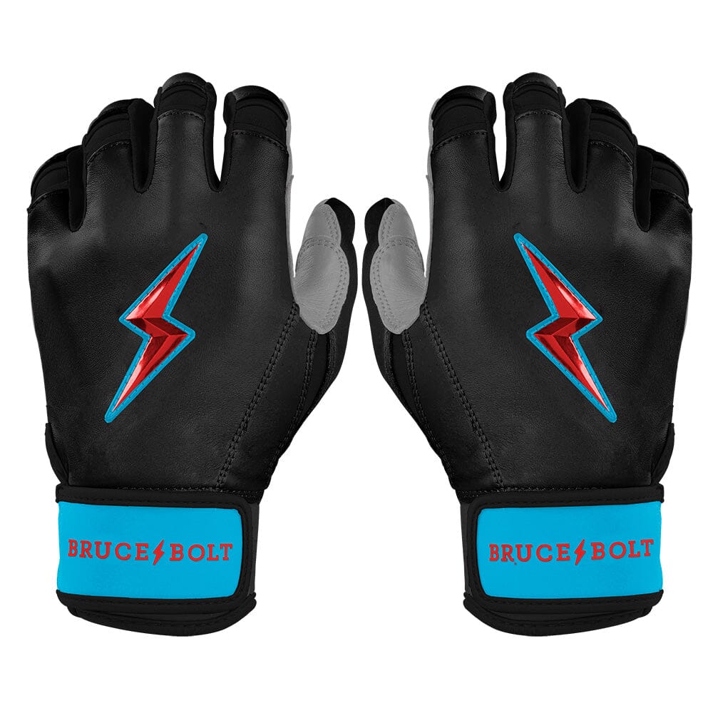 Bruce Bolt Premium Pro Batting Gloves - Short Cuff, Miami Black