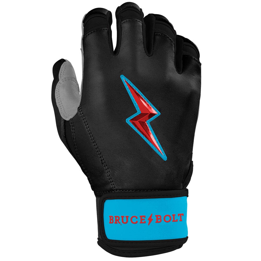 Bruce Bolt Premium Pro Batting Gloves - Short Cuff, Miami Black