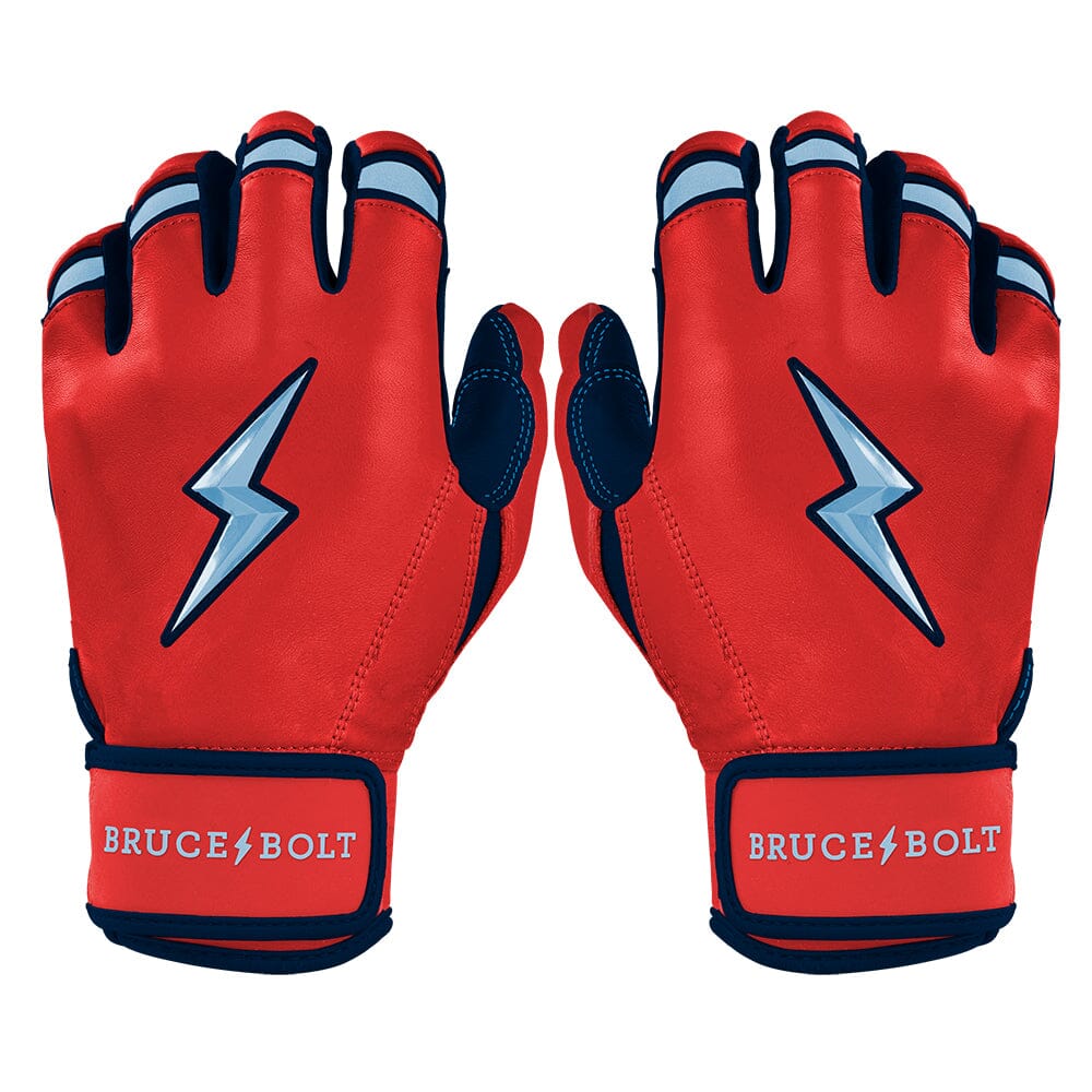 Bruce Bolt Premium Batting Gloves – Red Short Cuff Pro Series