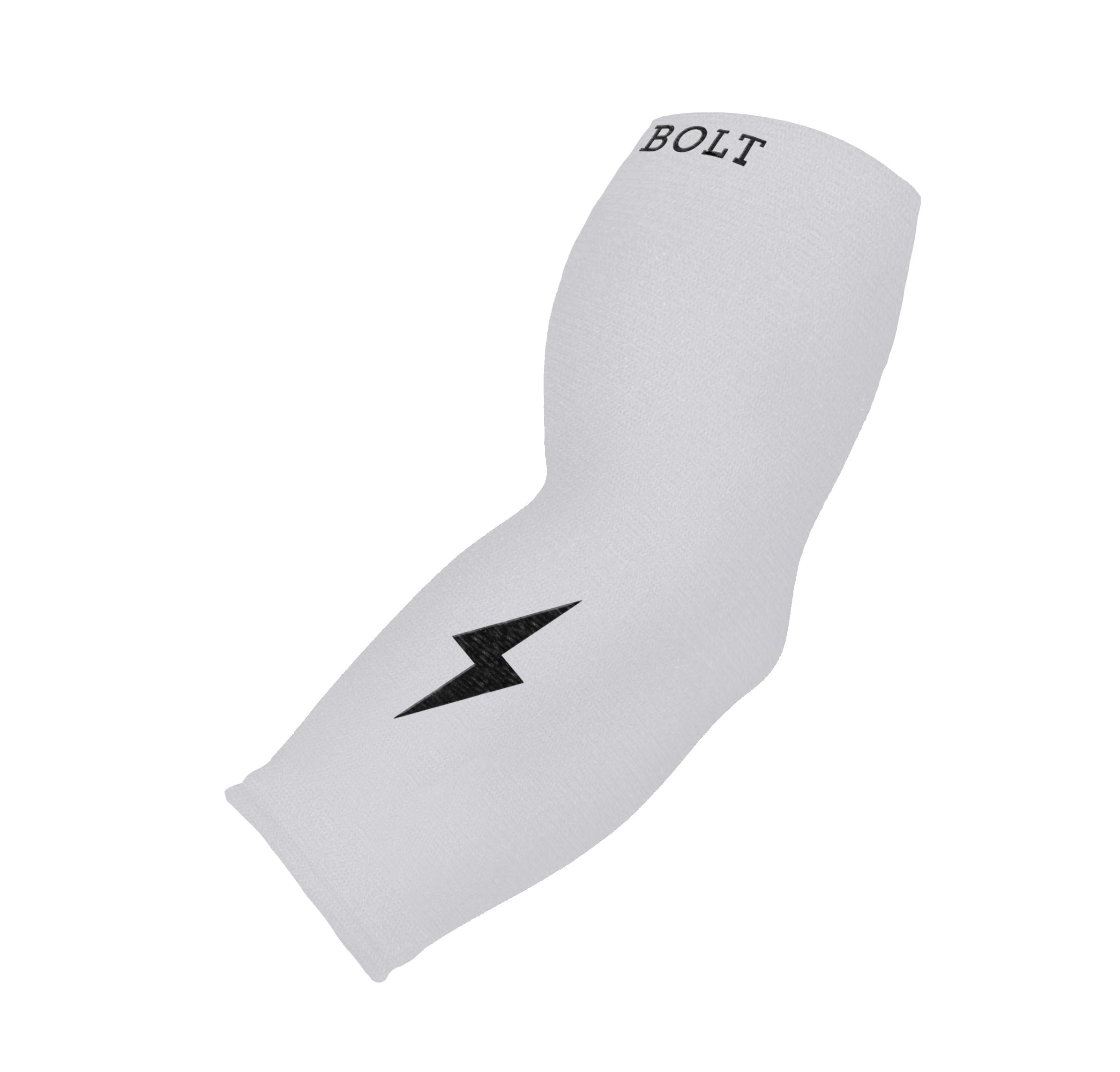 Bruce Bolt 3/4 Arm Sleeve - White Compression Sleeve for Baseball & Recovery