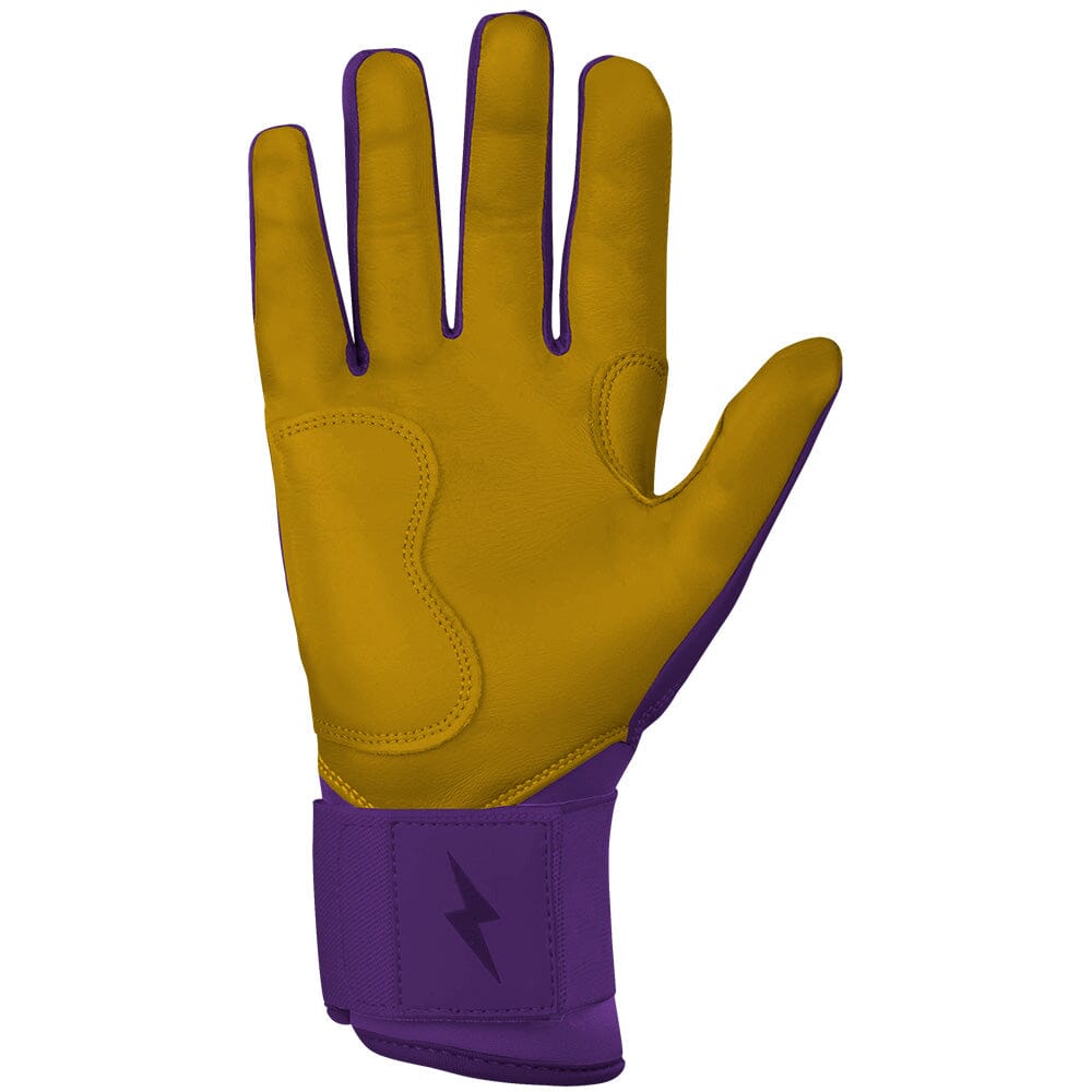 Bruce Bolt Premium Pro Long Cuff Batting Gloves - Purple Cabretta Leather