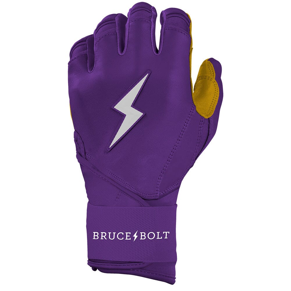 Bruce Bolt Premium Pro Long Cuff Batting Gloves - Purple Cabretta Leather