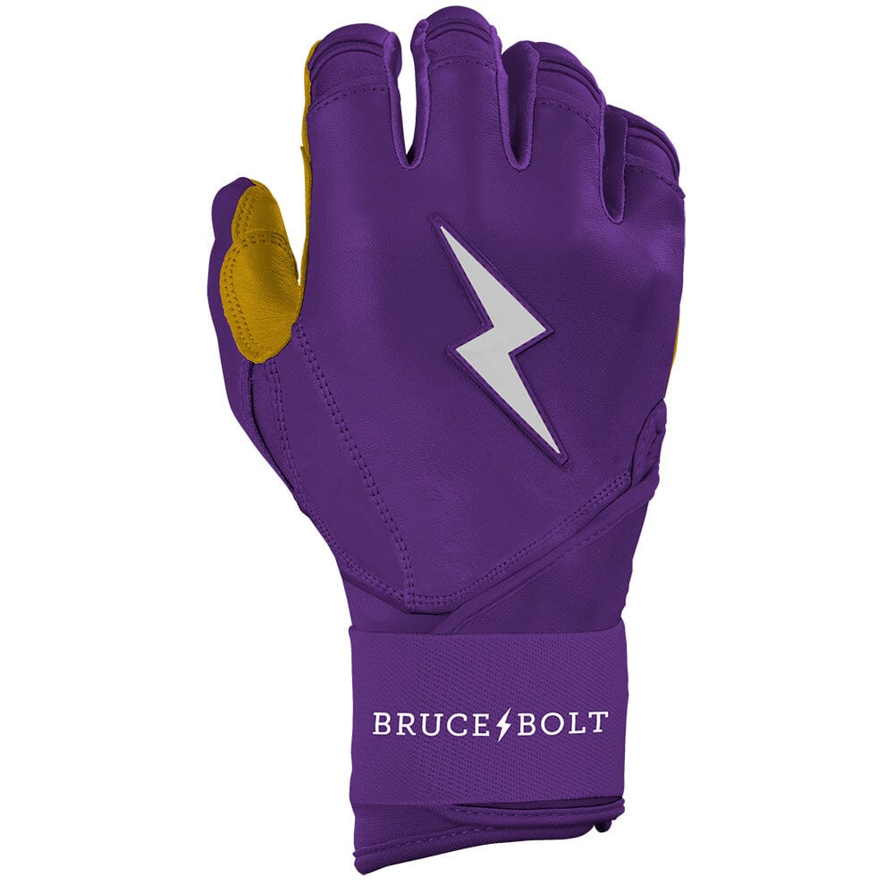 Bruce Bolt Premium Pro Long Cuff Batting Gloves - Purple Cabretta Leather