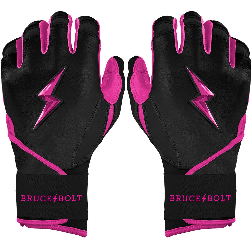 Bruce Bolt Premium Pro Long Cuff Batting Gloves - Black & Pink