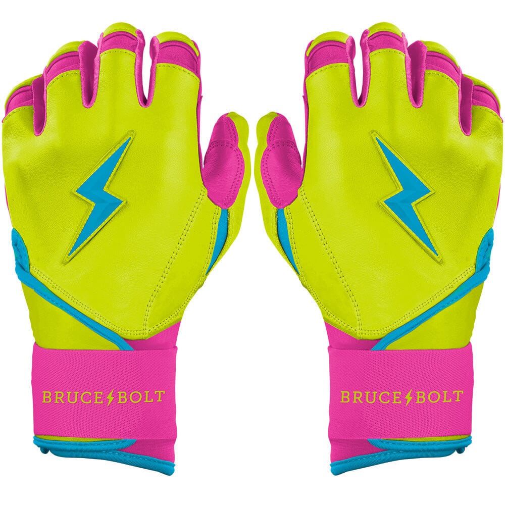 Bruce Bolt Premium Pro Long Cuff Batting Gloves - Caribbean Yellow