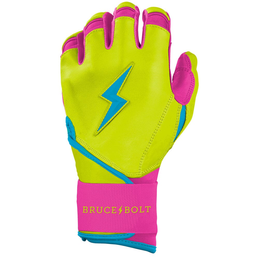 Bruce Bolt Premium Pro Long Cuff Batting Gloves - Caribbean Yellow