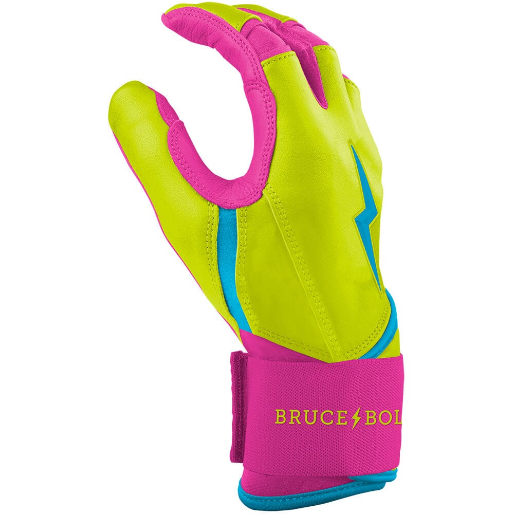 Bruce Bolt Premium Pro Long Cuff Batting Gloves - Caribbean Yellow