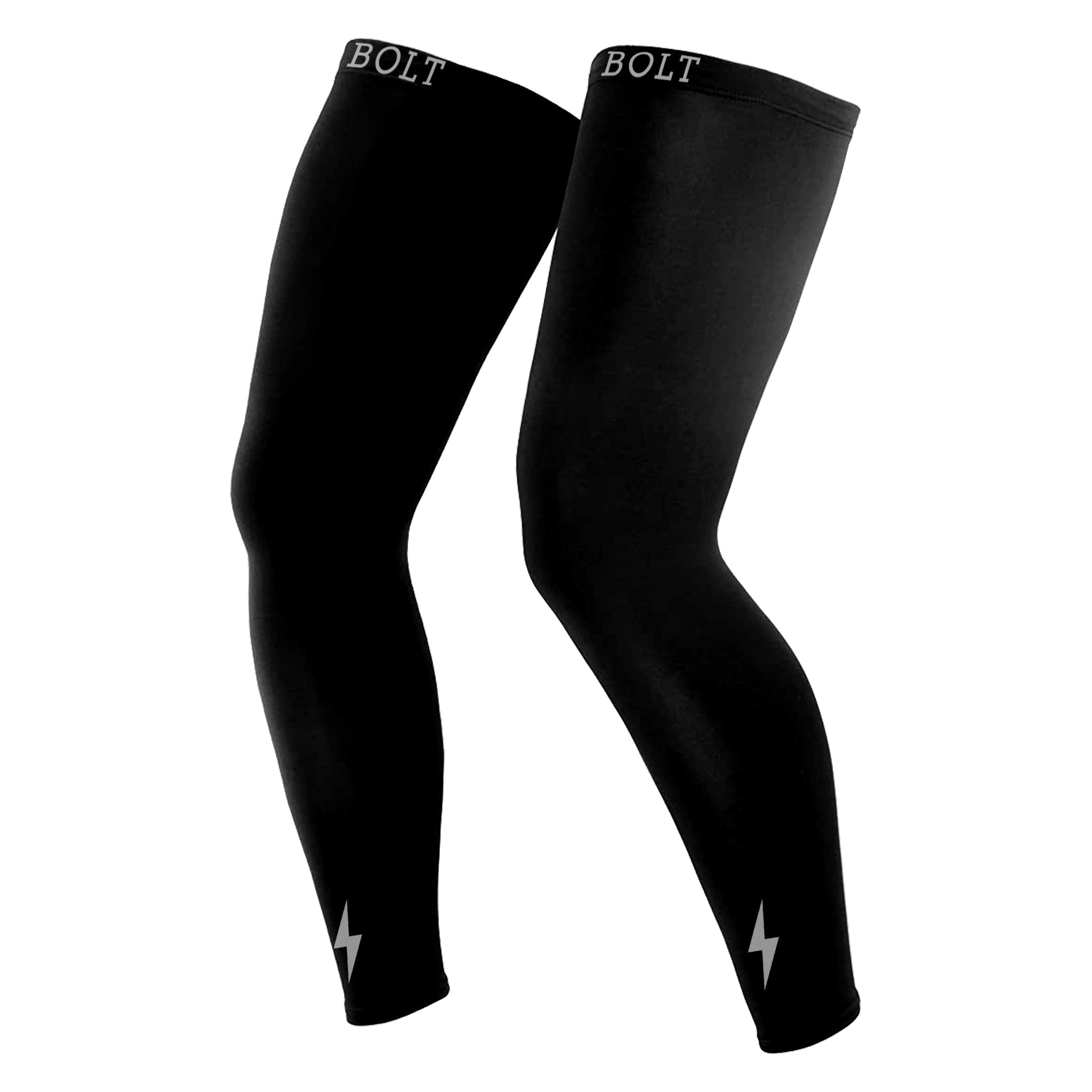 BRUCE BOLT Extra Long Compression Leg Sleeves for Performance & Recovery - Black