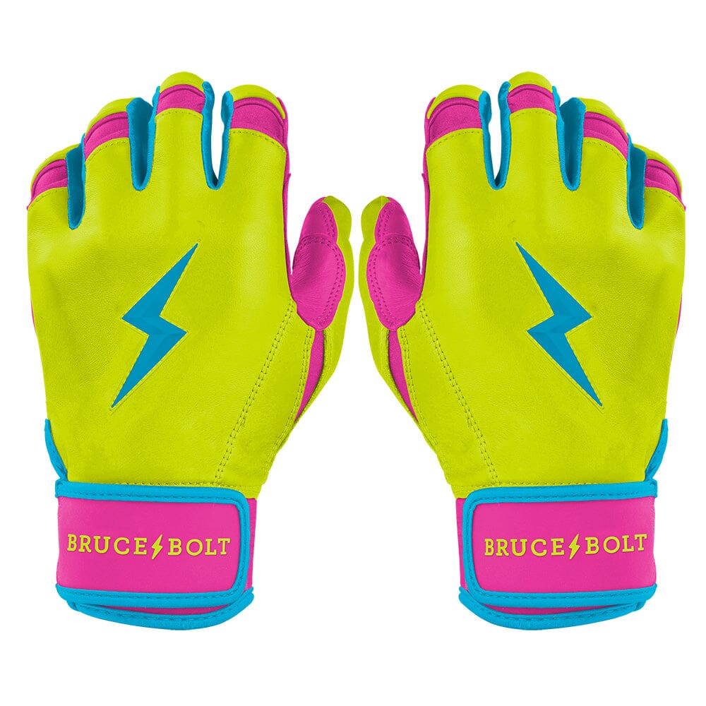 Bruce Bolt Premium Pro Short Cuff Batting Gloves - Caribbean Yellow