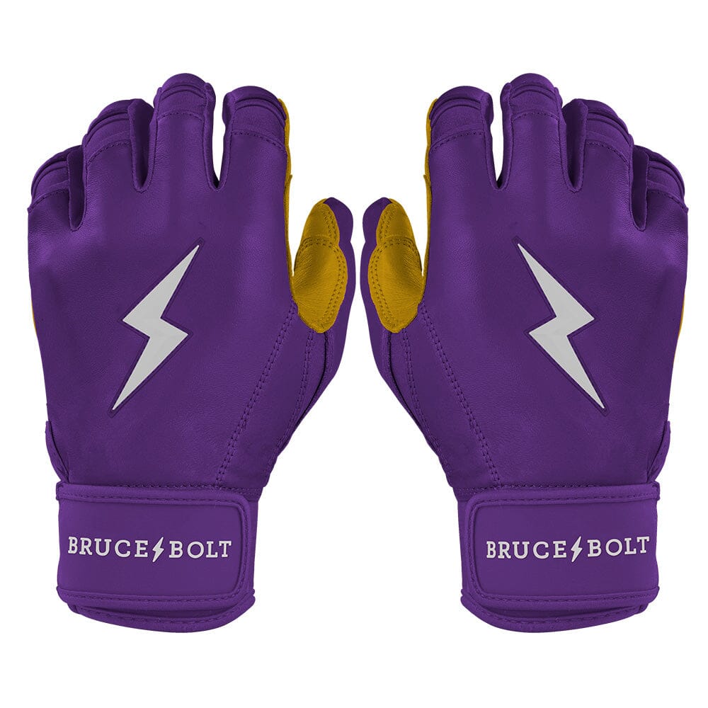 Bruce Bolt Premium Pro Short Cuff Batting Gloves - Purple Cabretta Leather