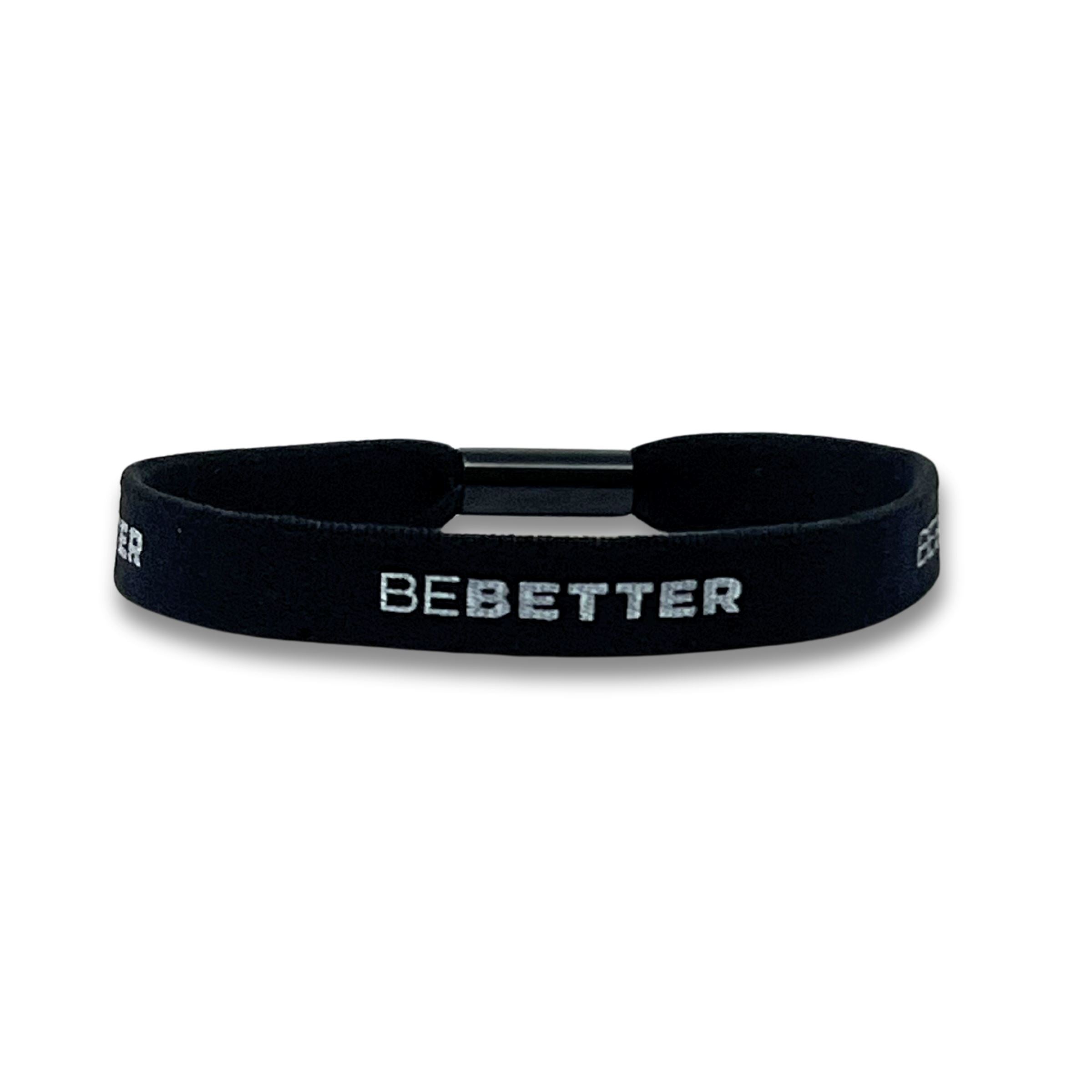 Bruce Bolt Be Better Stretch Bracelet for Men & Women - Black Motivational Wristband
