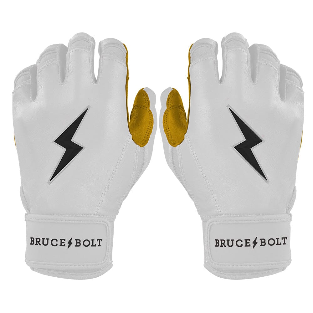 Premium Pro White Short Cuff Baseball Batting Gloves – Cabretta Leather