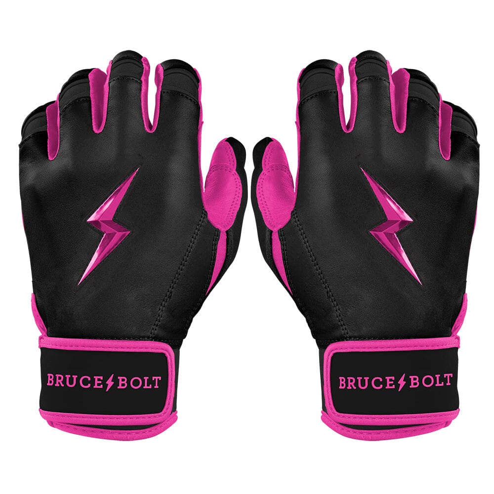 Bruce Bolt Premium Pro Short Cuff Batting Gloves - Black & Pink