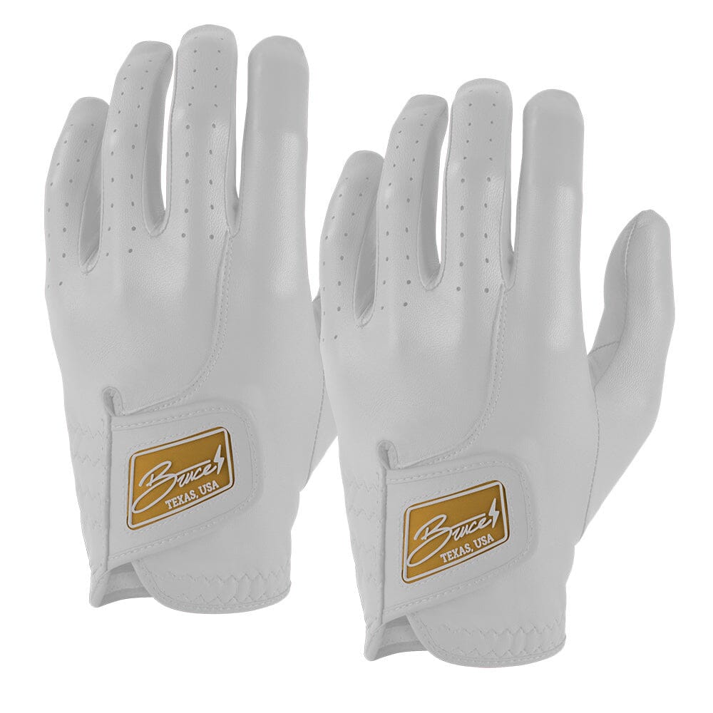 Bruce Bolt Premium Cabretta Leather Golf Gloves (2-Pack, Left Hand) - White