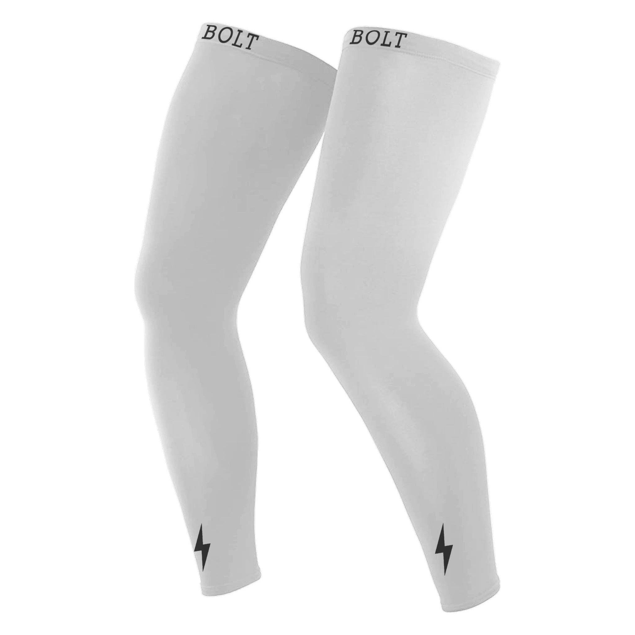 BRUCE BOLT Xtra Long Compression Leg Sleeves for Sports & Recovery - White