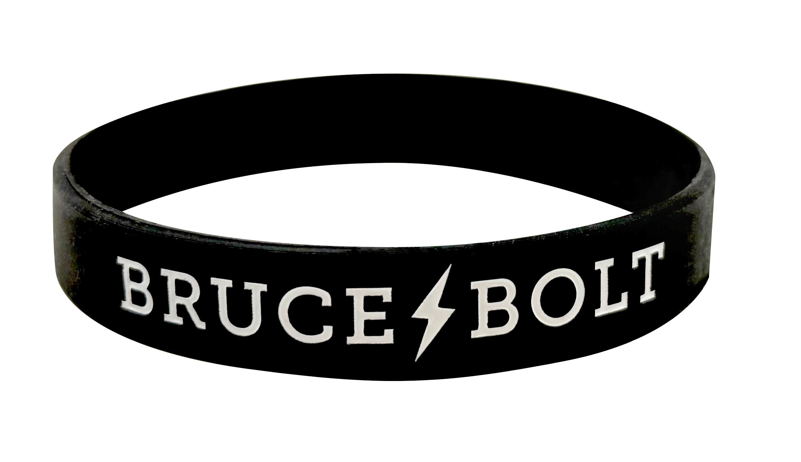 Bruce Bolt Black Silicone Wristband Bracelet for Men & Women