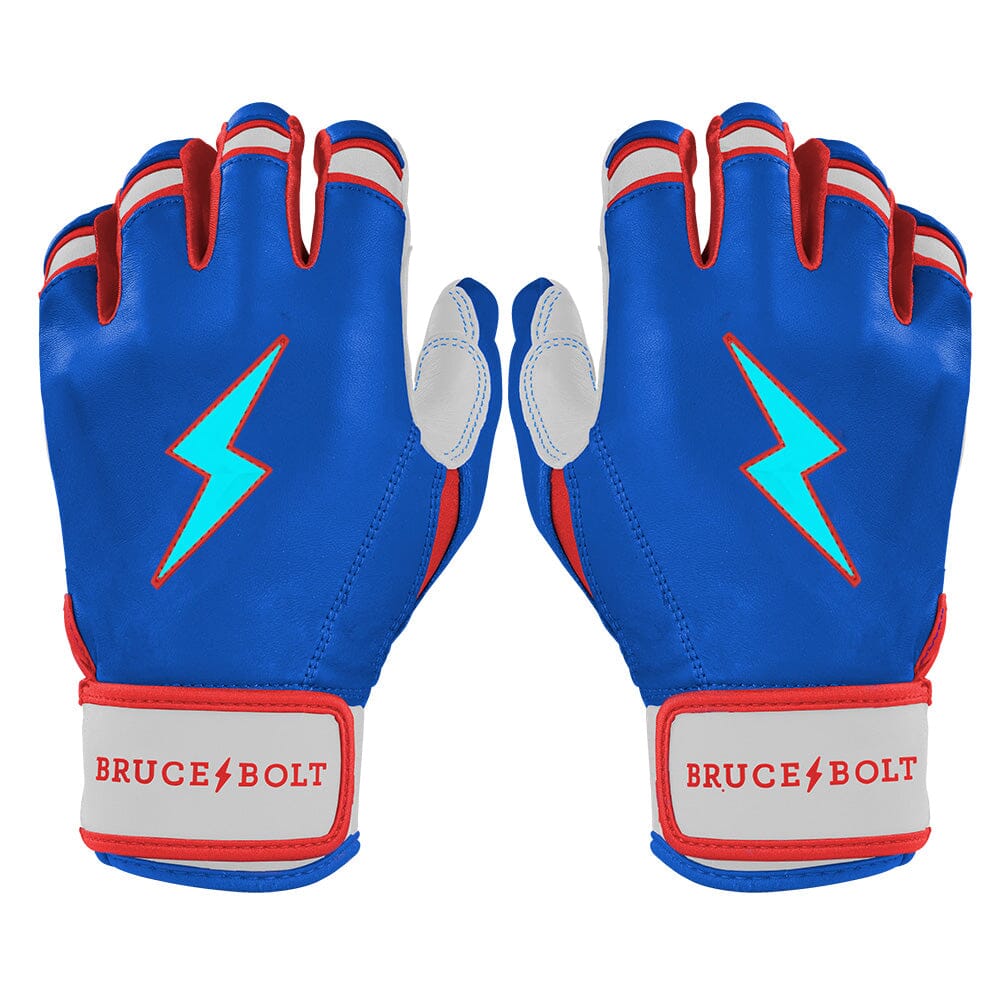 Bruce Bolt Premium Pro Short Cuff Batting Gloves – Blue/Glow