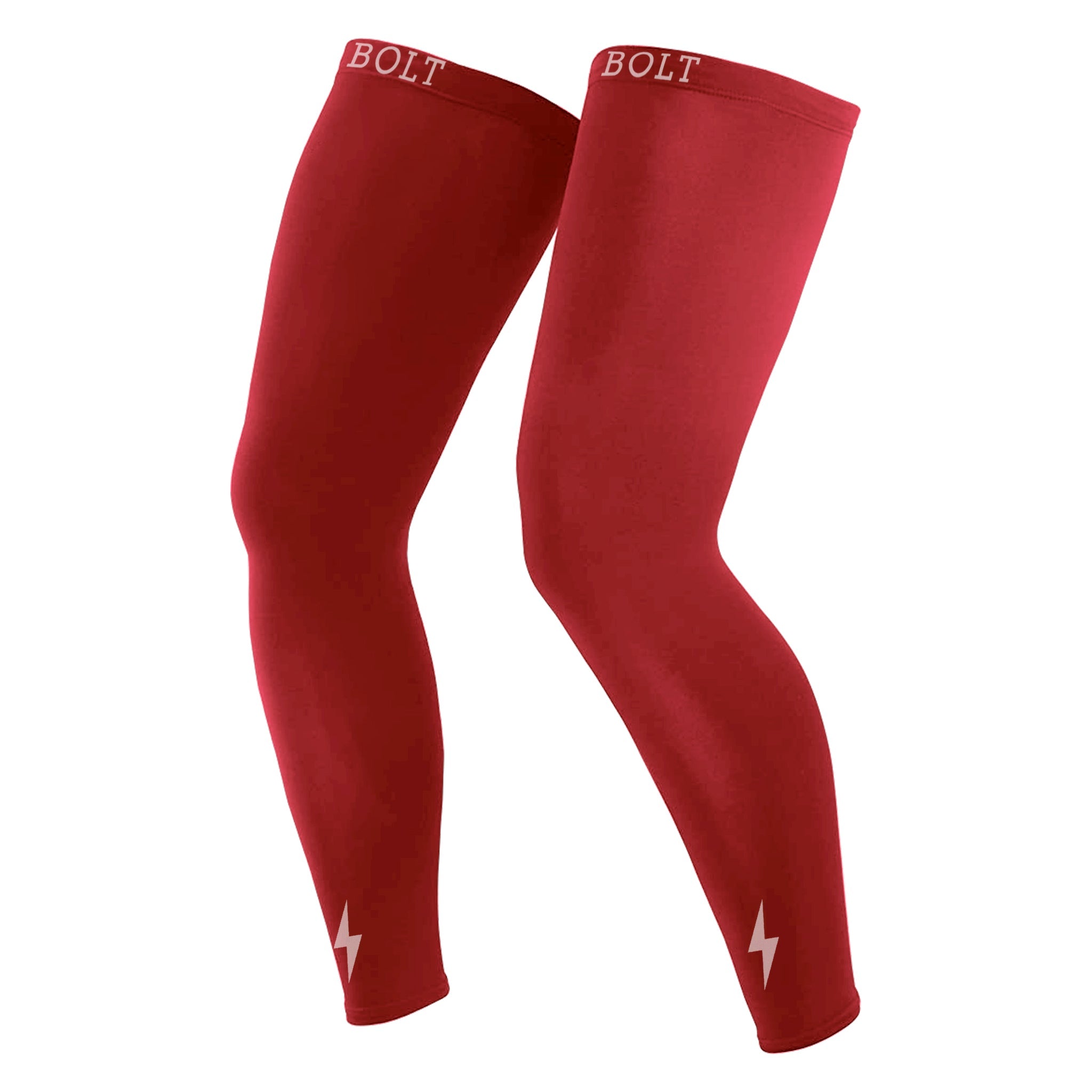 BRUCE BOLT Xtra Long Compression Leg Sleeves for Performance & Recovery - Red