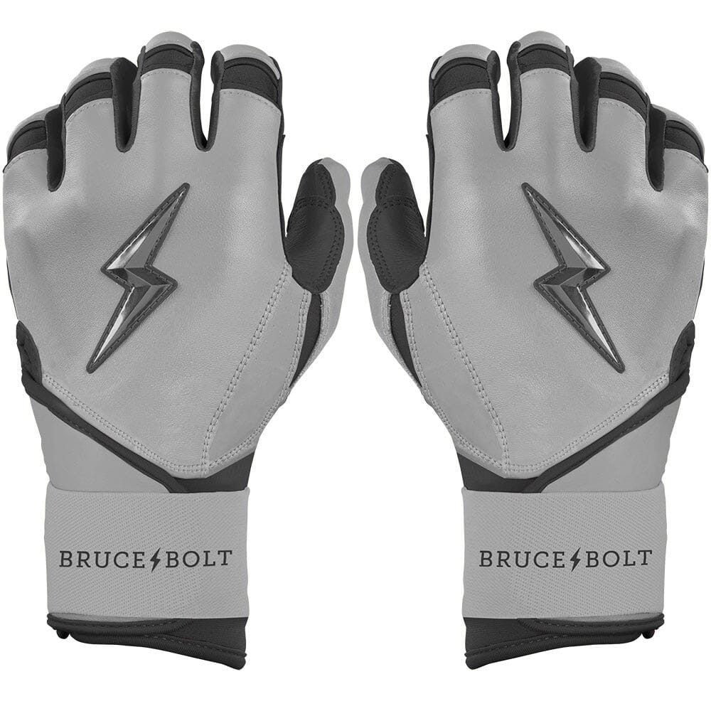 Bruce Bolt Grey Series Long Cuff Batting Gloves - Charcoal Cabretta Leather