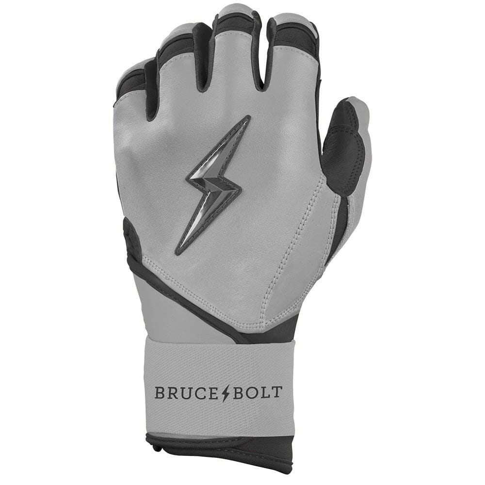 Bruce Bolt Grey Series Long Cuff Batting Gloves - Charcoal Cabretta Leather