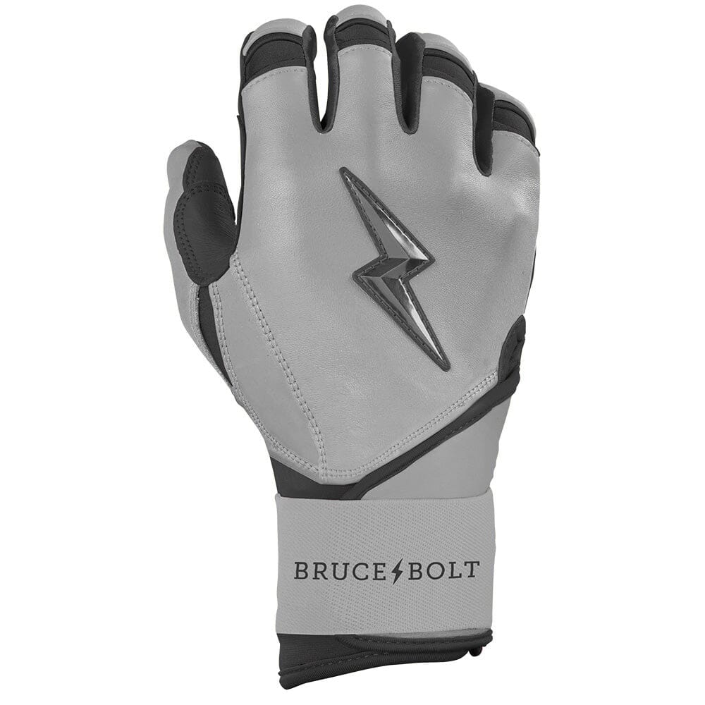 Bruce Bolt Grey Series Long Cuff Batting Gloves - Charcoal Cabretta Leather