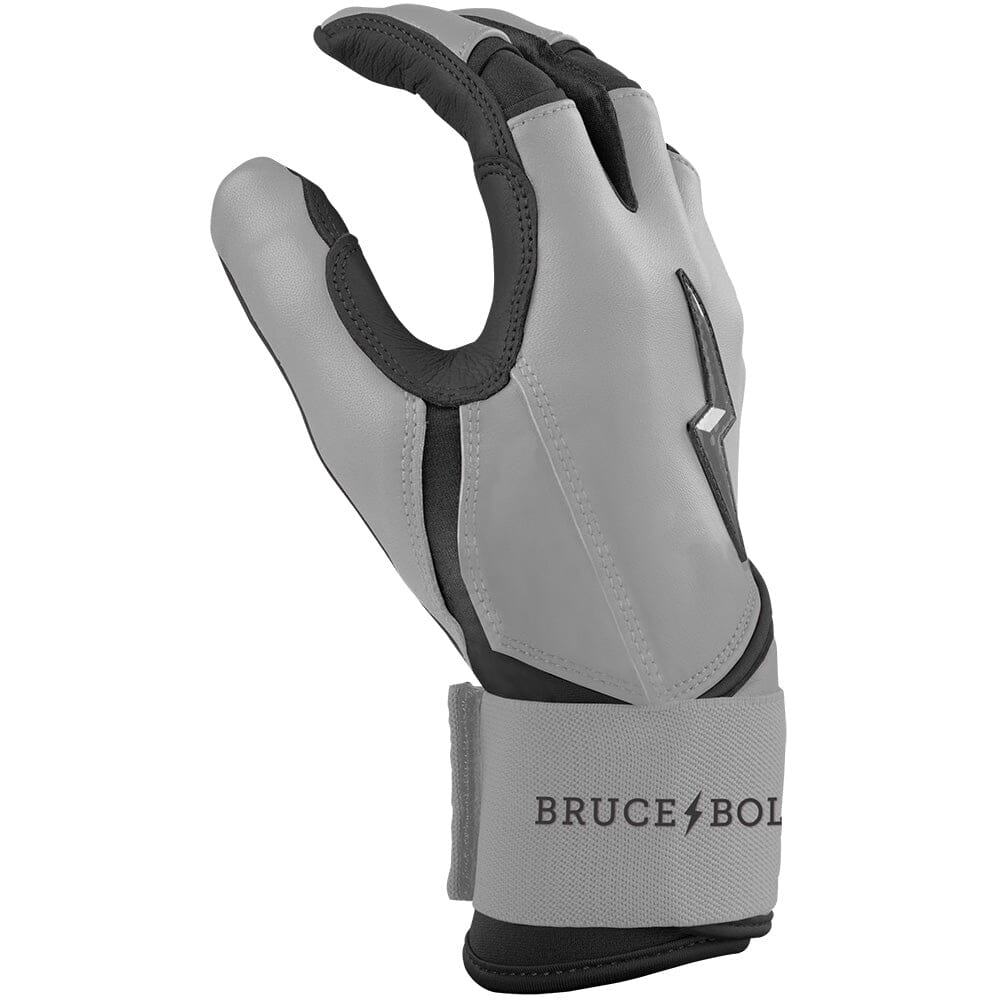 Bruce Bolt Grey Series Long Cuff Batting Gloves - Charcoal Cabretta Leather