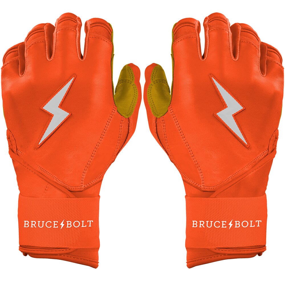 Bruce Bolt Premium Pro Long Cuff Batting Gloves - Orange