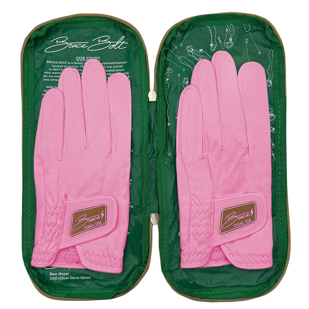 Bruce Bolt Premium Cabretta Leather Golf Gloves (2-Pack, Left Hand) - Pink