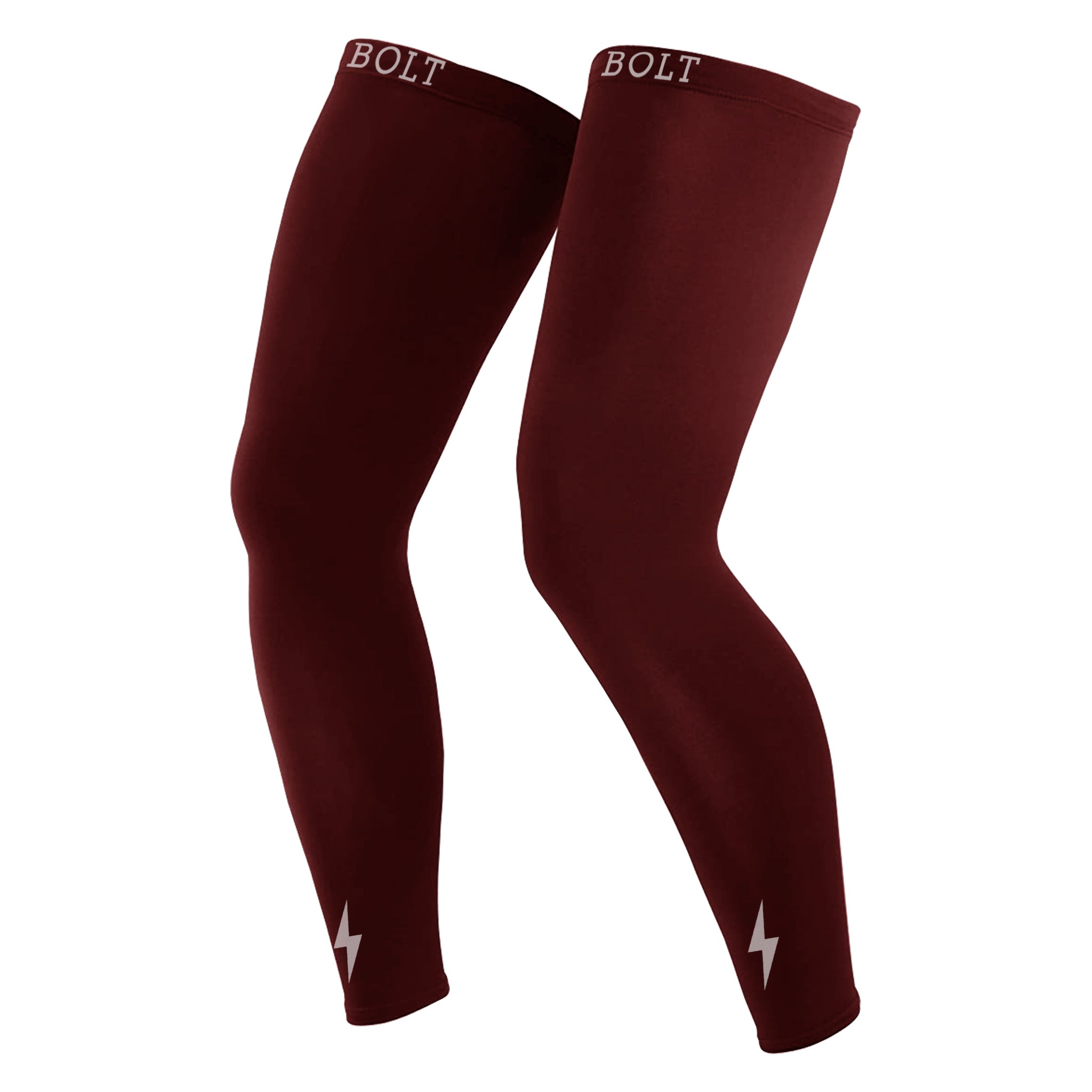 BRUCE BOLT Maroon Compression Leg Sleeves for Sports & Recovery