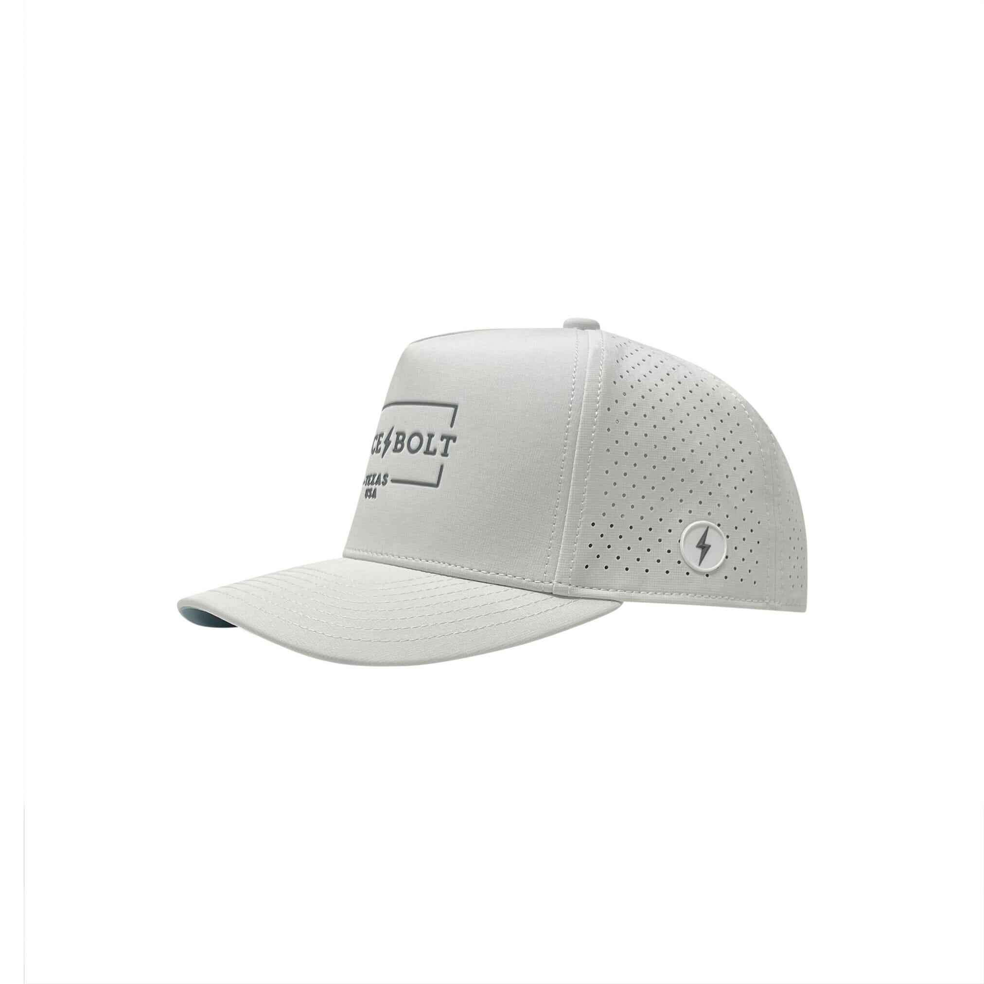 BRUCE BOLT White Performance Snapback Hat for Athletes