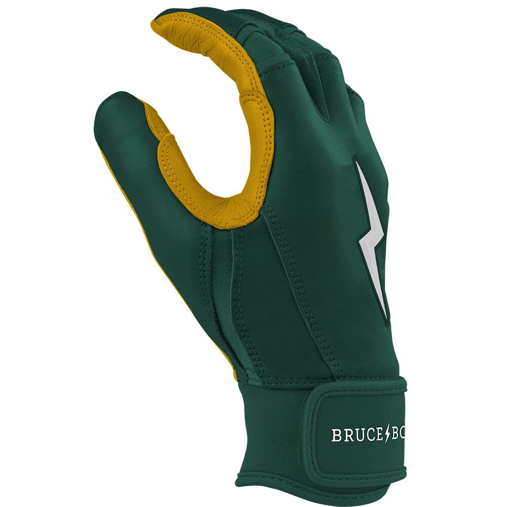 Bruce Bolt Premium Pro Short Cuff Batting Gloves - Green Cabretta Leather