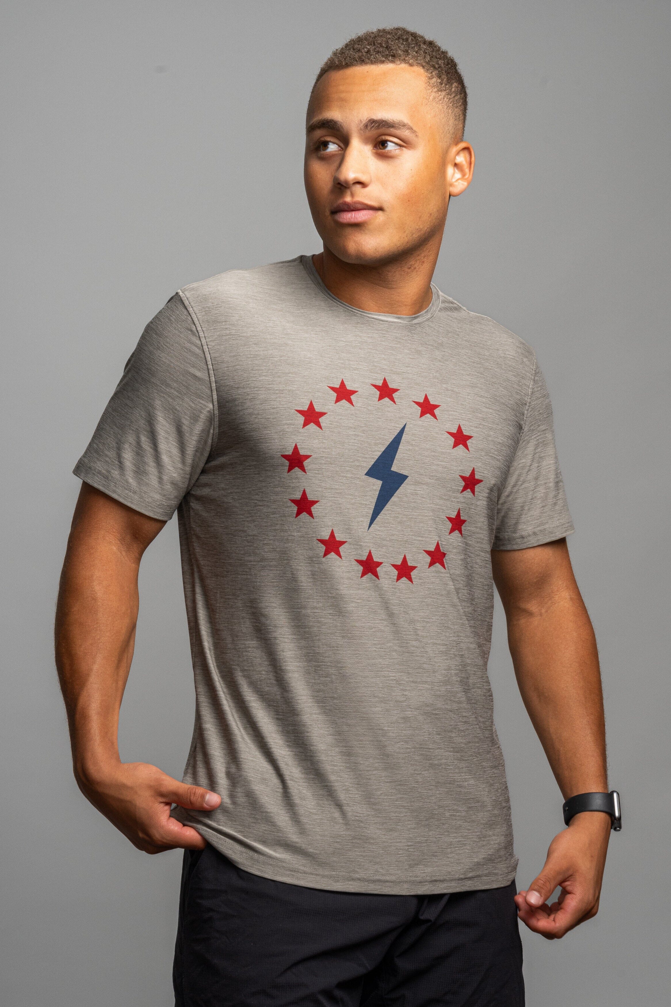 Bruce Bolt Betsy Ross Patriotic Soft Stretch T-Shirt - Grey