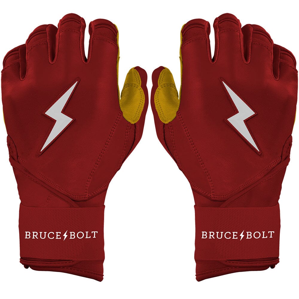 Bruce Bolt Premium Pro Long Cuff Batting Gloves - Maroon