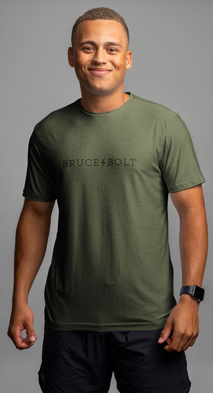 Bruce Bolt SuperSoft Olive T-Shirt for Men - Breathable & Stretchy