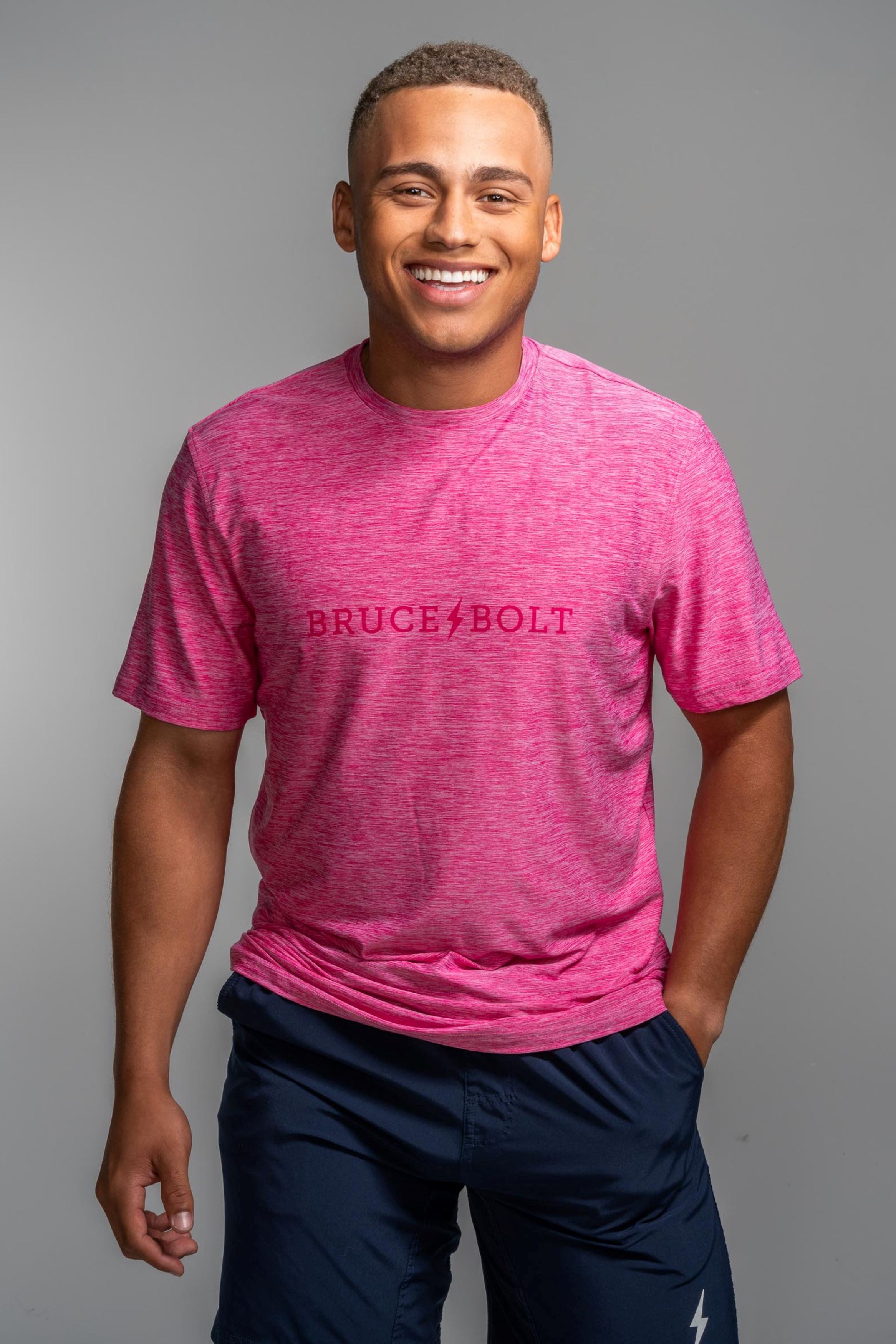 Bruce Bolt SuperSoft Graphic T-Shirt for Men - Breathable & Stretchy Pink Tee