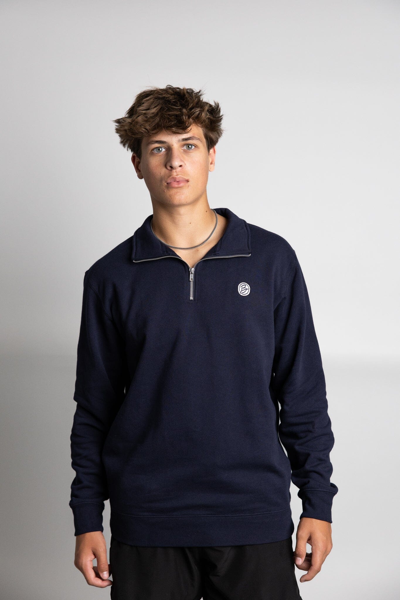 BOLT Men's Navy Quarter-Zip Fleece Pullover for Golf & Casual Wear