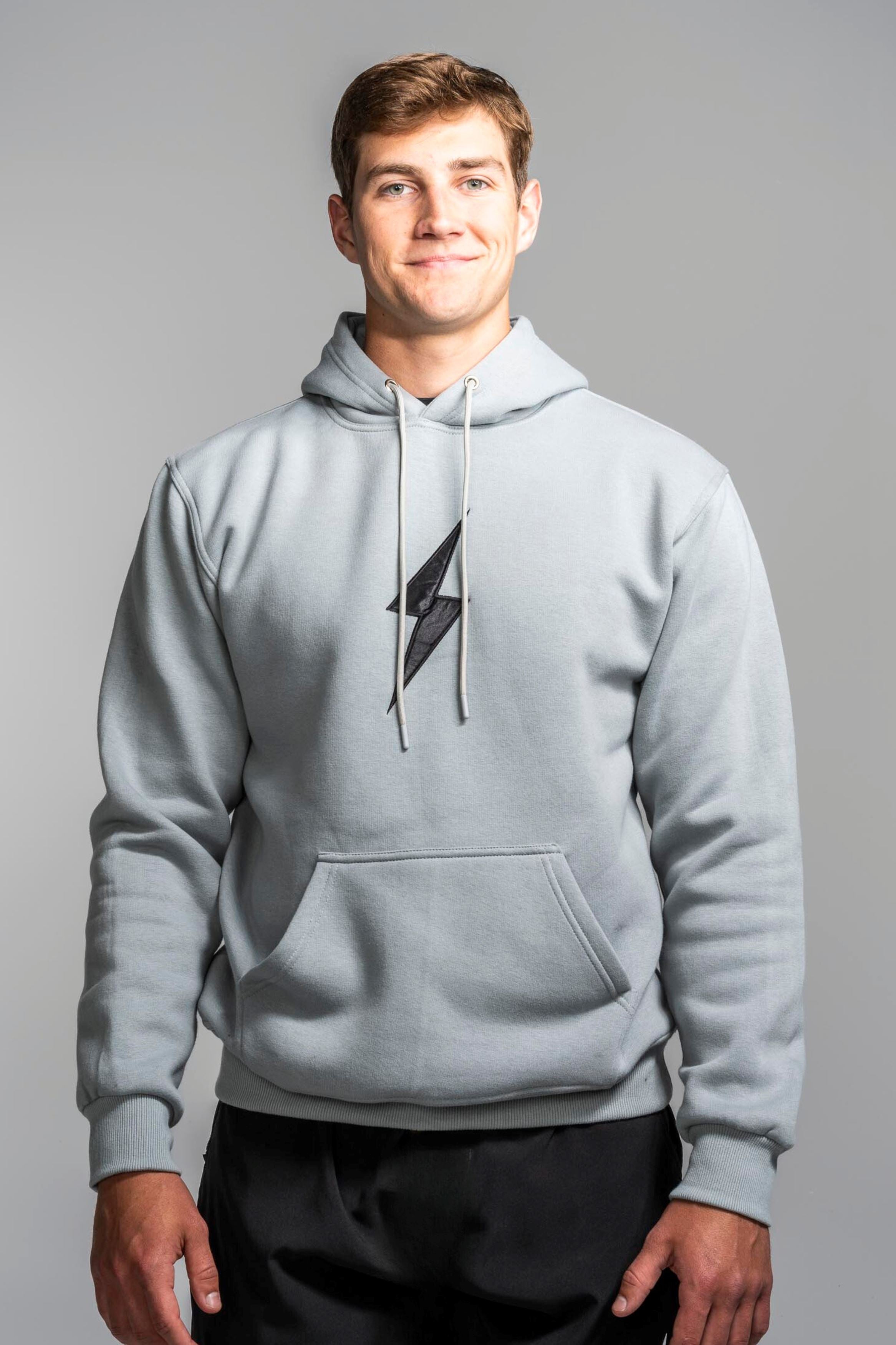 Bruce Bolt Cotton Blend Hoodie - Grey Athletic Pullover