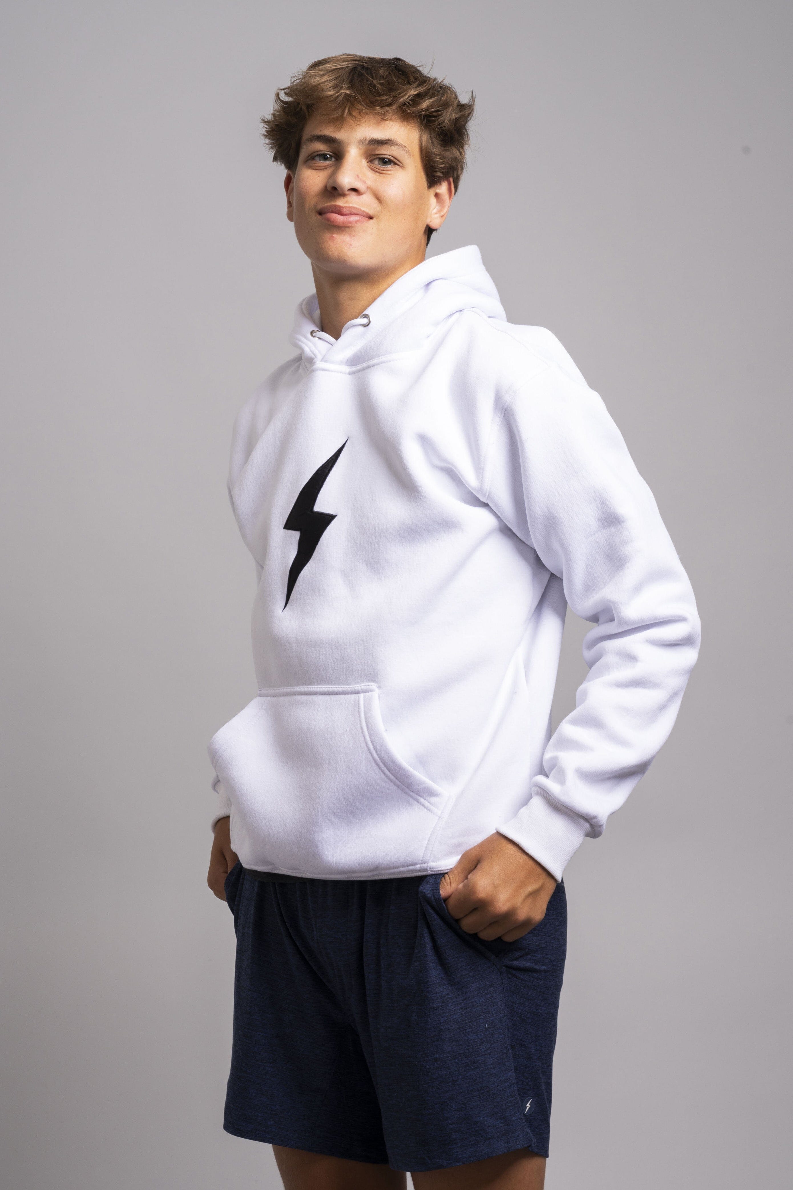 Bruce Bolt Cotton Blend Hoodie - White | Soft & Heavy-Duty