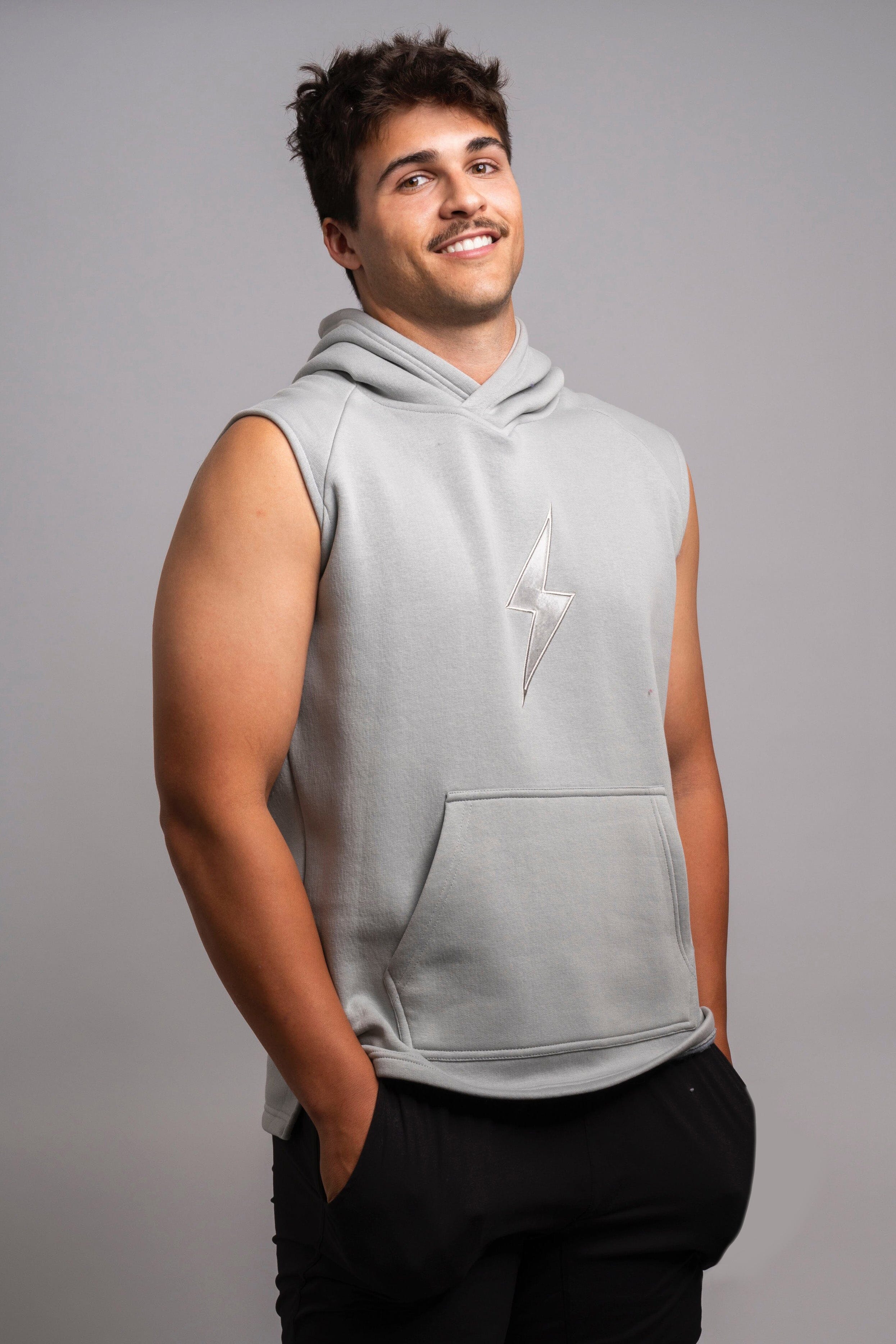 Bruce Bolt Sleeveless Hoodie - Grey Athletic Training Top