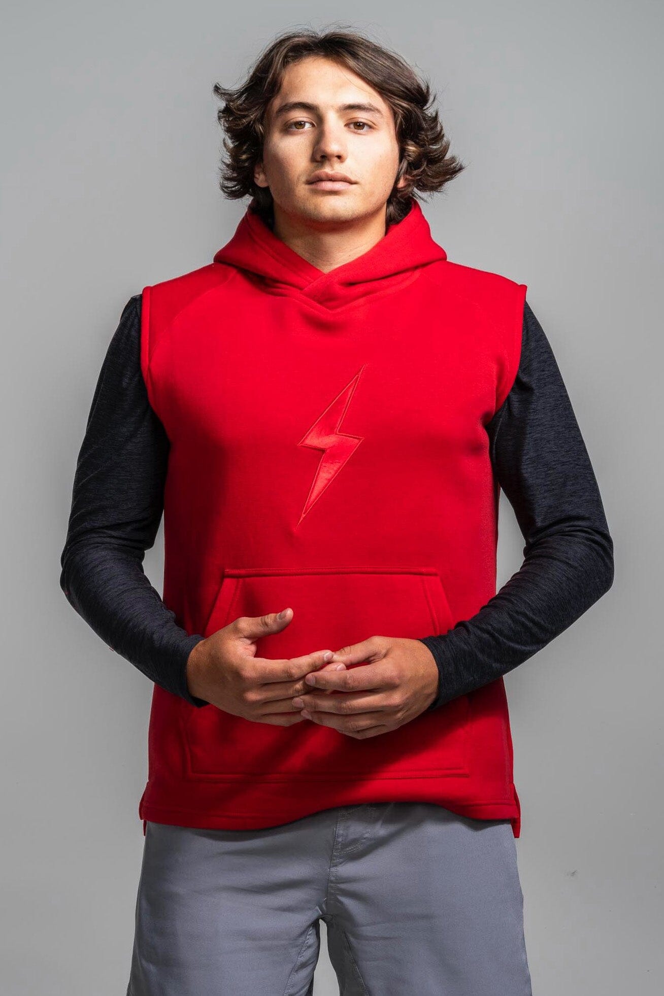 Bruce Bolt Sleeveless Hoodie - Red Athletic Training Top