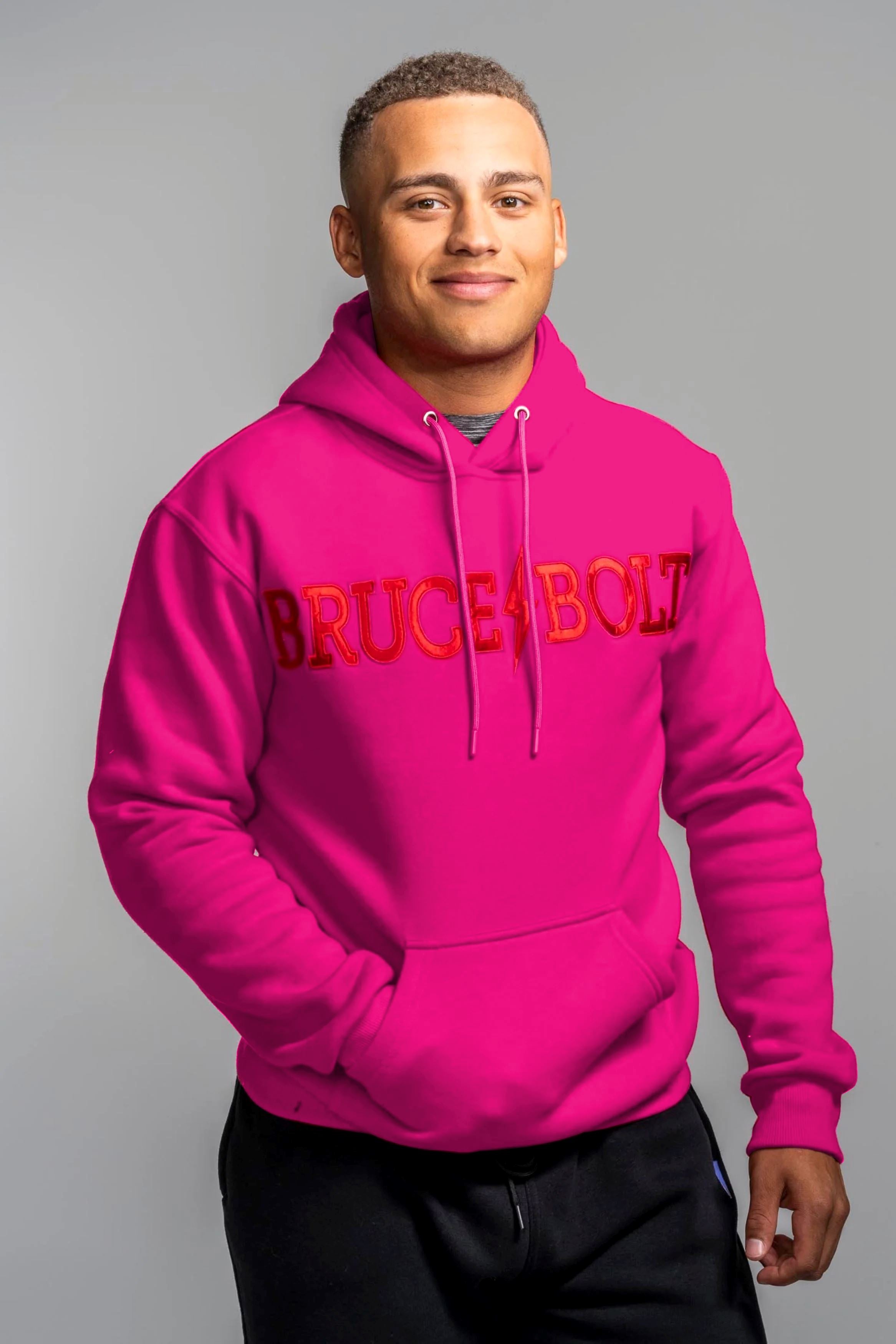 Bruce Bolt Cotton Blend Hoodie - Pink with Tackle Twill Logo