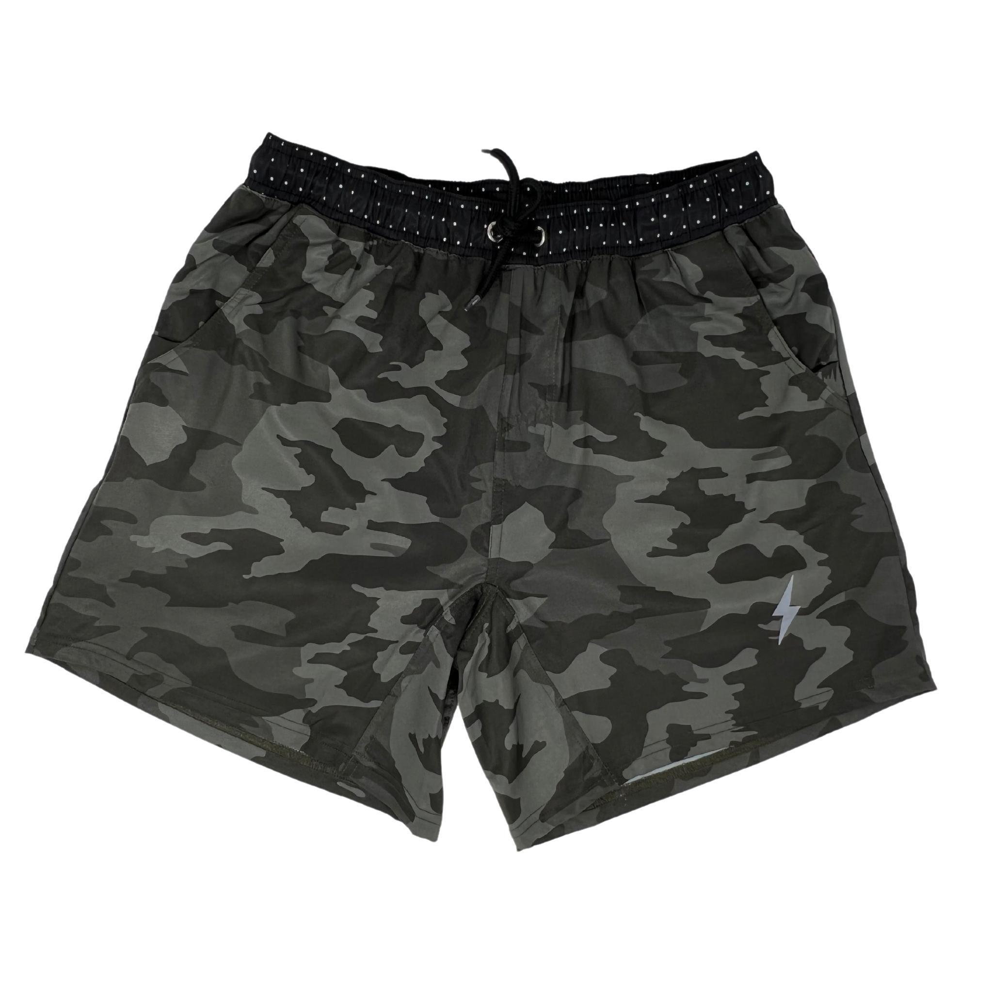 Bruce Bolt Camo Green 5" Athletic Shorts with Liner