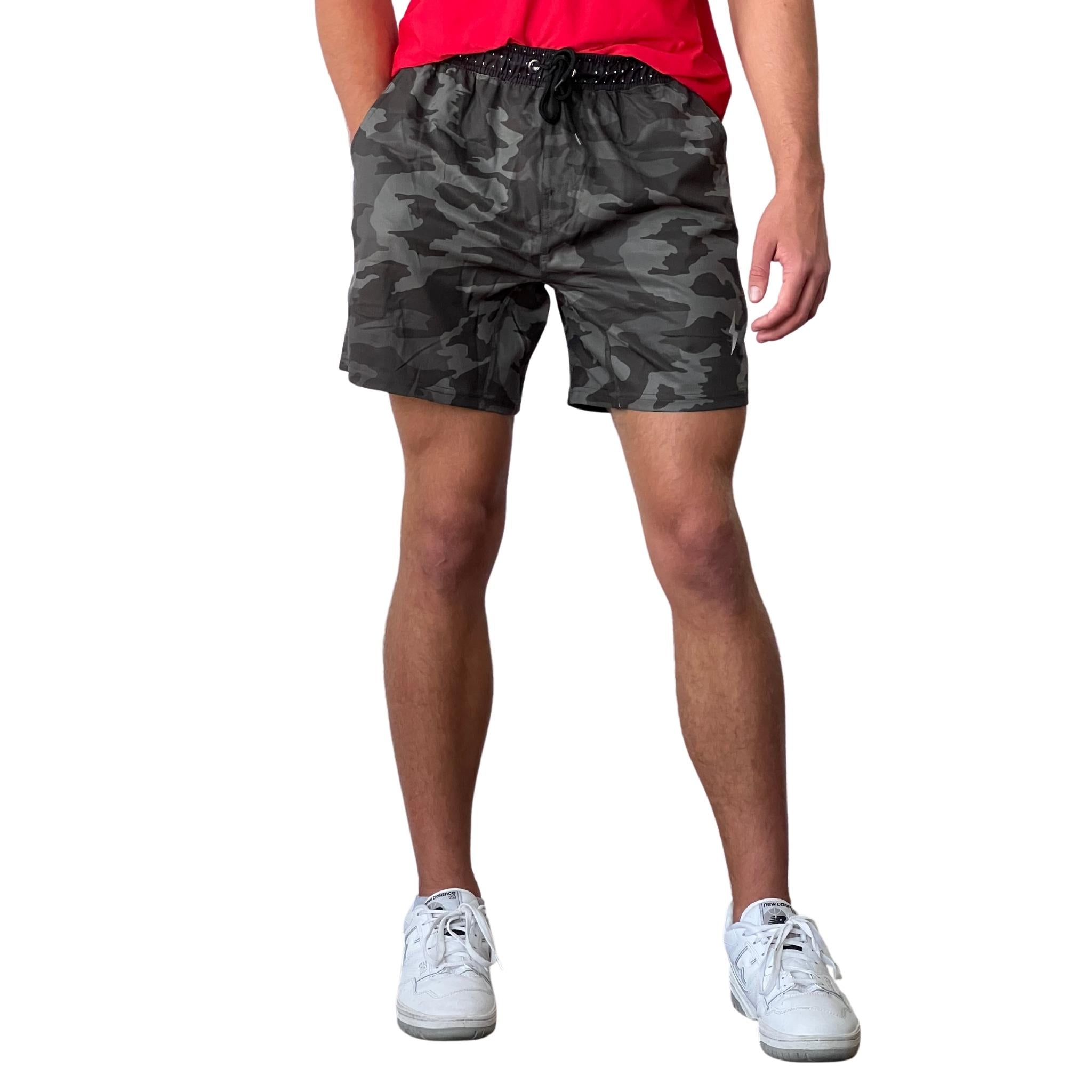 Bruce Bolt Camo Green 5" Athletic Shorts with Liner