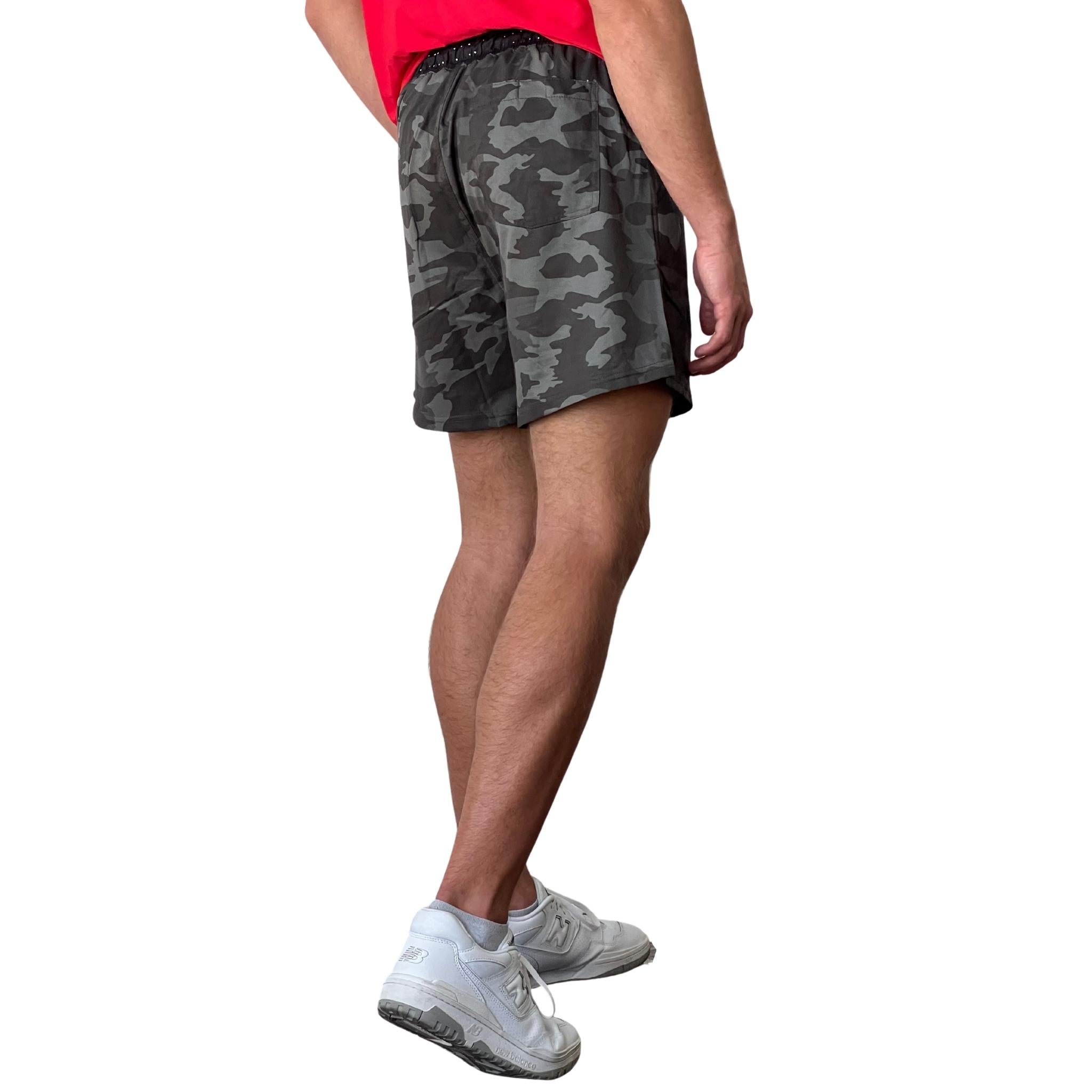 Bruce Bolt Camo Green 5" Athletic Shorts with Liner