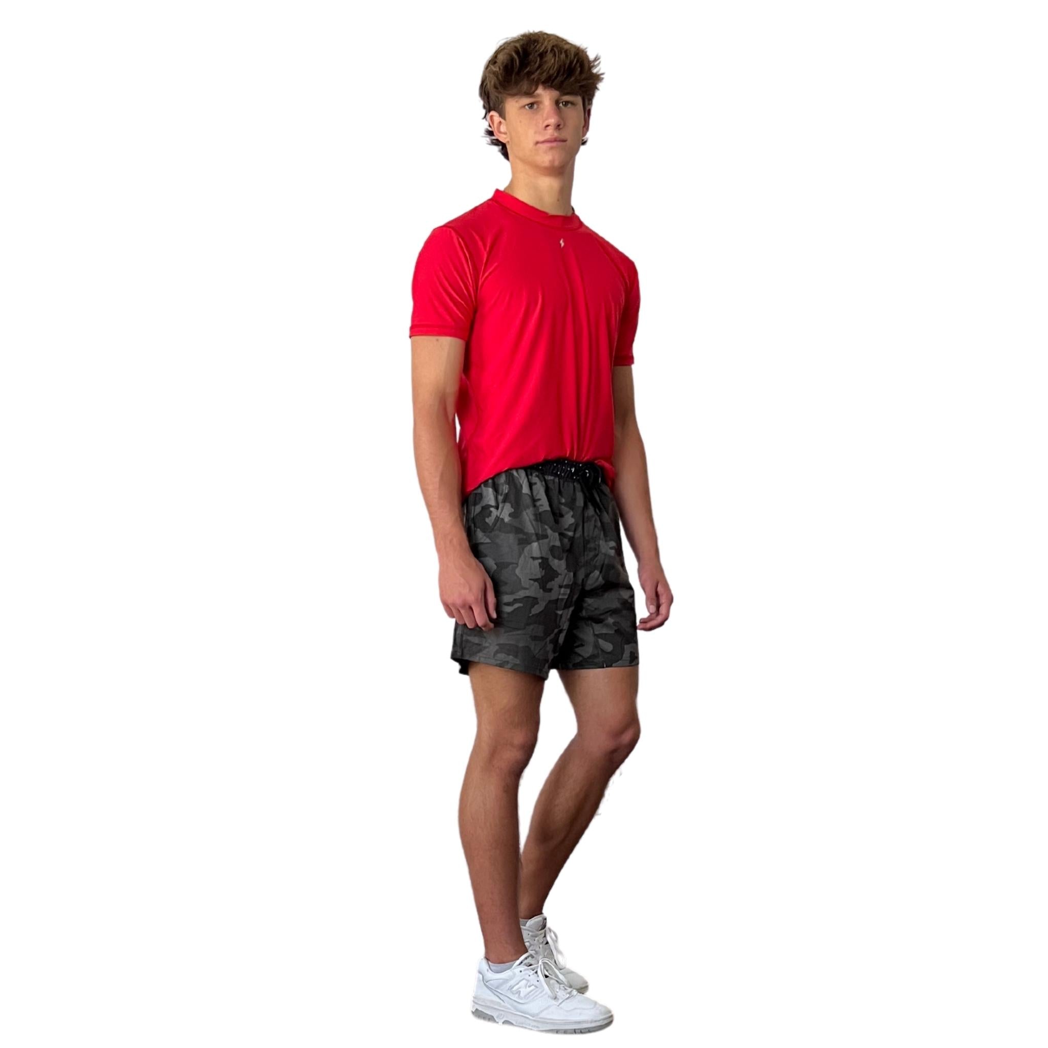 Bruce Bolt Camo Green 5" Athletic Shorts with Liner