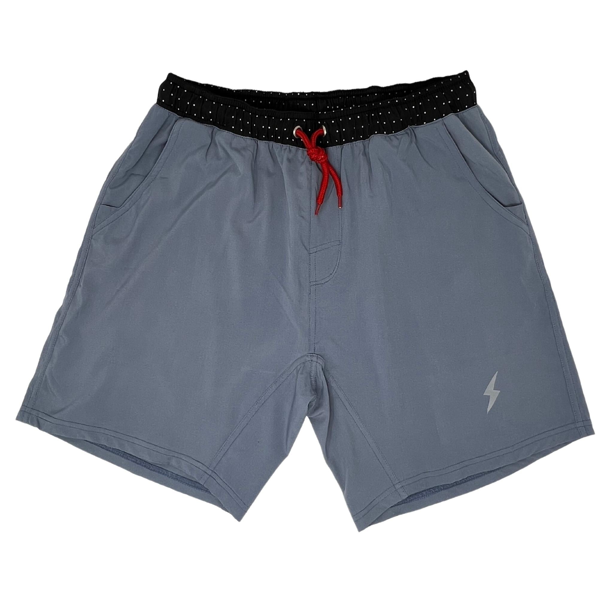 Bruce Bolt Steel Blue 7" Athletic Shorts with Pockets & Stretch Fabric